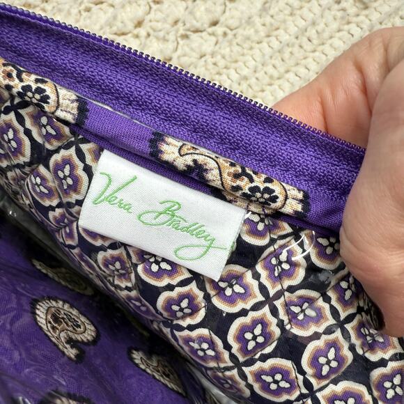 VERA BRADLEY Women's Hanging Makeup Toiletry Bag Purple Paisley Floral Travel - Picture 7 of 12